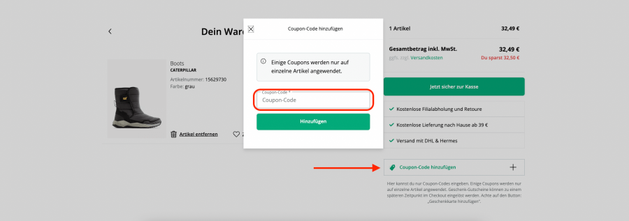 Feld für Deichmann rabattcode